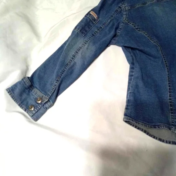 VINTAGE RARE GUESS STRETCH DENIM TOP WOMENS S/P CO - Picture 4 of 8